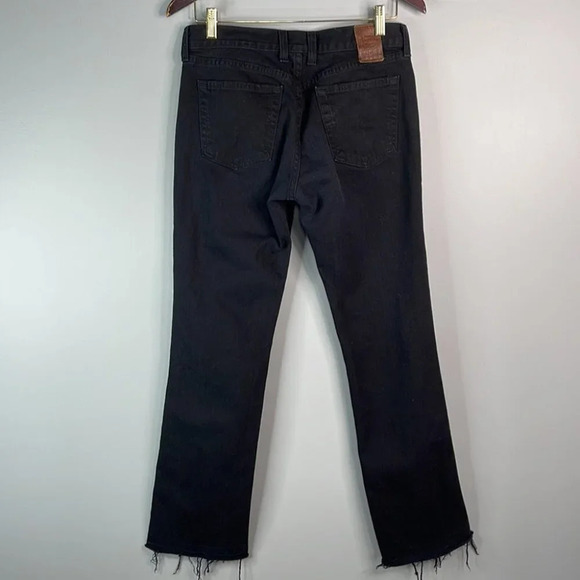 LUCKY BRAND The Rider Jeans Black Denim Mid Rise Straight Leg Frayed Hem 4/27 - Picture 9 of 15